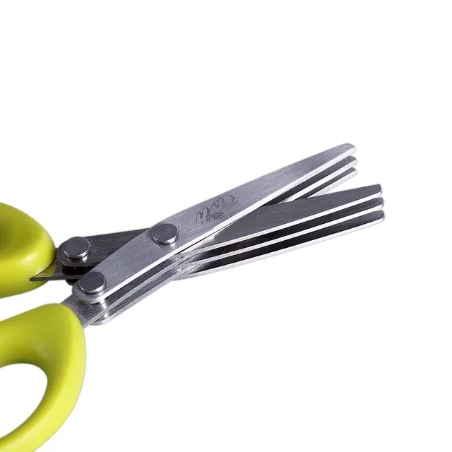 Multi-functional Stainless Steel 3/5 Layer Scissors Chilli pepper cutter  Shredded Chopped Scallion Cutter Herb Laver Spices Paper Cut Cooking Tool